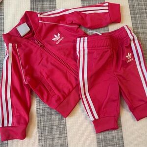 adidas Baby 3 Month Pink Tracksuit with Jacket and Pants